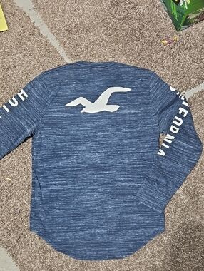Hollister Navy Heather Long Sleeve Tee with White Seagull